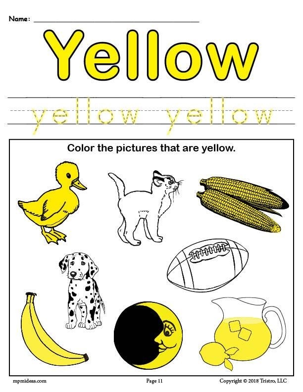 Writing worksheet for Pre-K Kids engaging with the Color Yellow worksheet, practicing writing and coloring skills. A fun Pre-K activity for tracing words and creating book pages.
