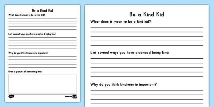 How to Use Kind Words worksheet for teaching kindness in reading activities Worksheet illustrating the steps for using kind words in interactions among second graders