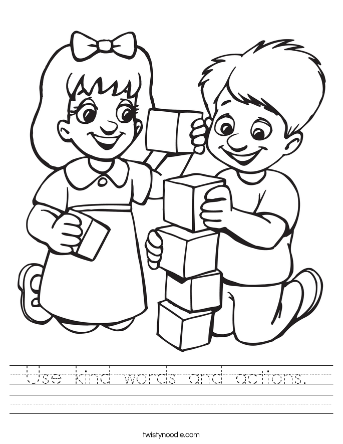 How to Use Kind Words worksheet for enhancing student interactions Worksheet featuring the steps for teaching kind words to second graders