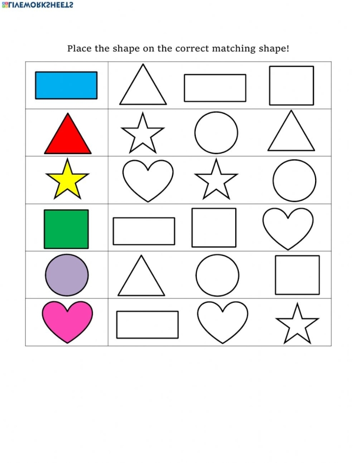 Engaging Shape Matching Fun worksheet for young learners practicing geometry and multiplication skills Kindergarten worksheet featuring 3-D shape matching with cubes, spheres, cones, and rectangular prisms