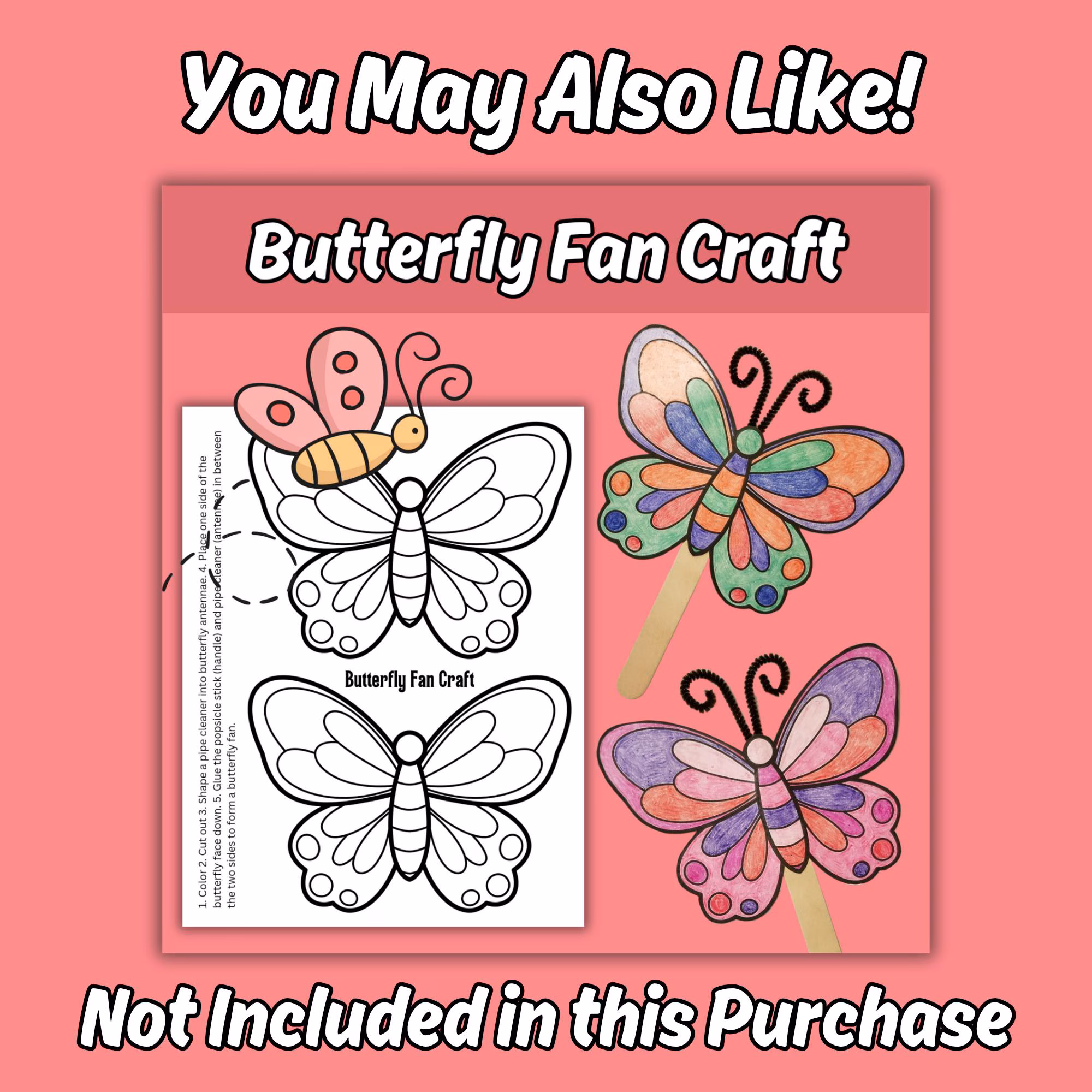 Creative craft project: Make Butterfly Bracelets worksheet image Colorful butterfly bracelets made by kindergarten students
