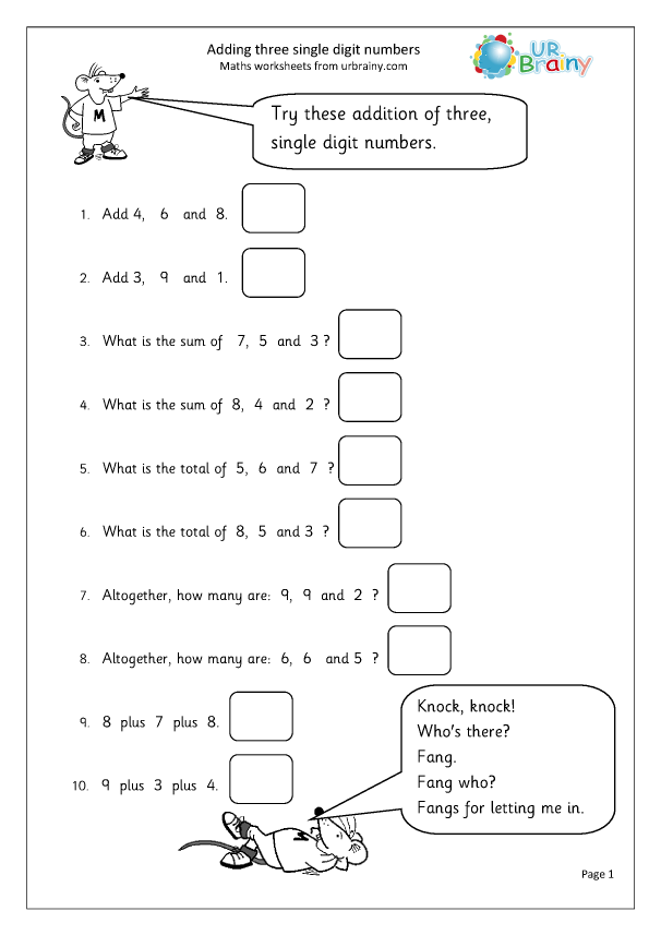 Fun kindergarten addition worksheet for practicing adding three numbers, image 16 Kindergarten student solving an Add Three Numbers worksheet with colorful counters