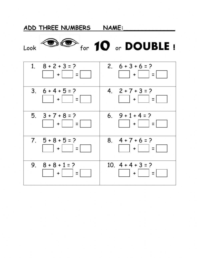 Fun and engaging Add Three Numbers worksheet for young learners to practice addition skills Kindergarten student working on an Add Three Numbers worksheet with colorful counters