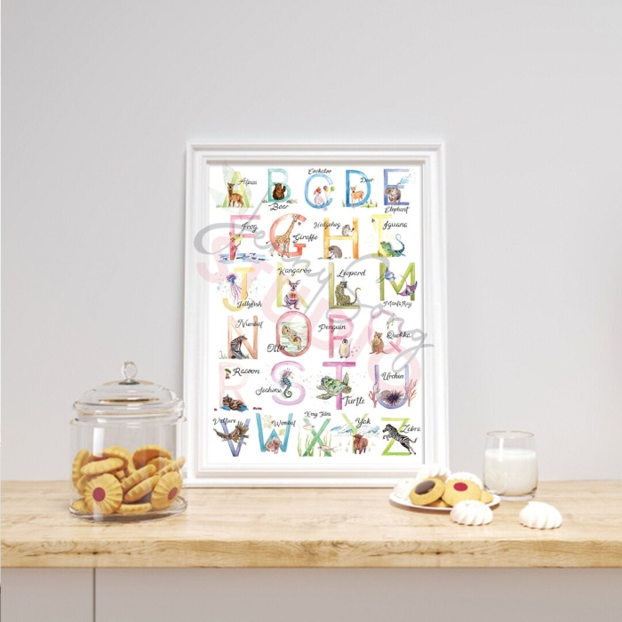 Printable My Animal Alphabet Chart for early learners in life science Colorful animal-themed alphabet chart worksheet for kindergarten kids