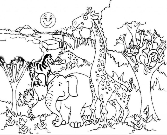Worksheet illustrating animal habitats for kindergarten students