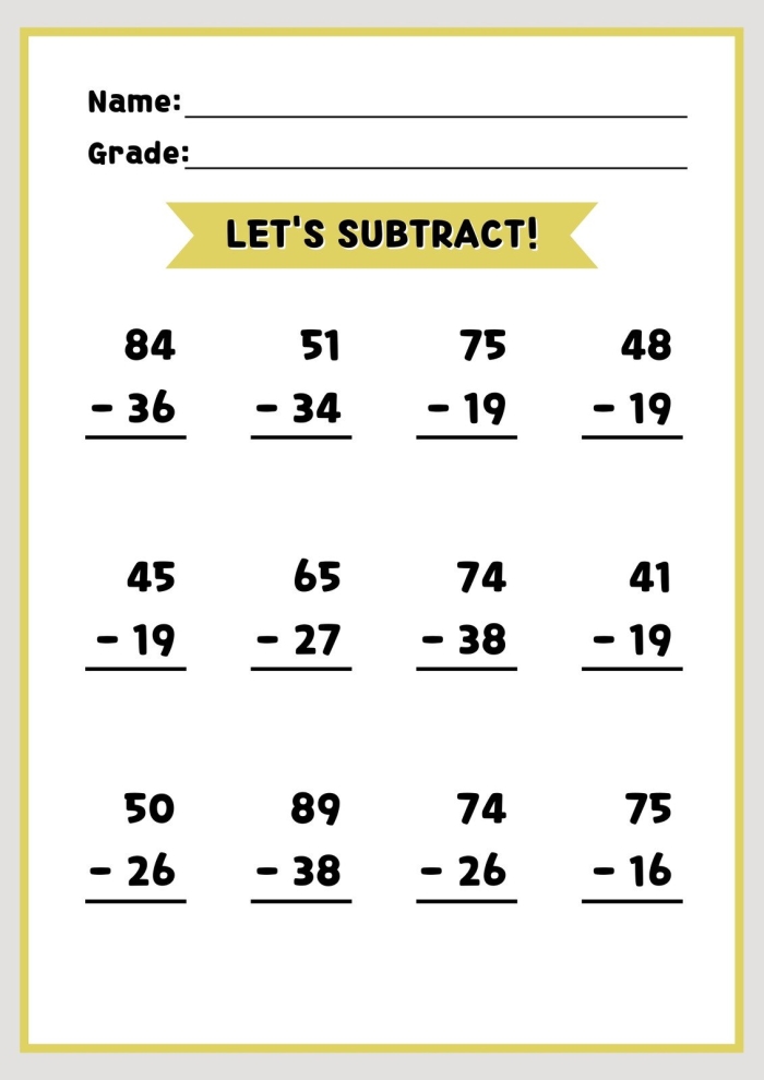 Colorful worksheet featuring animal subtraction problems with six animals to cross off