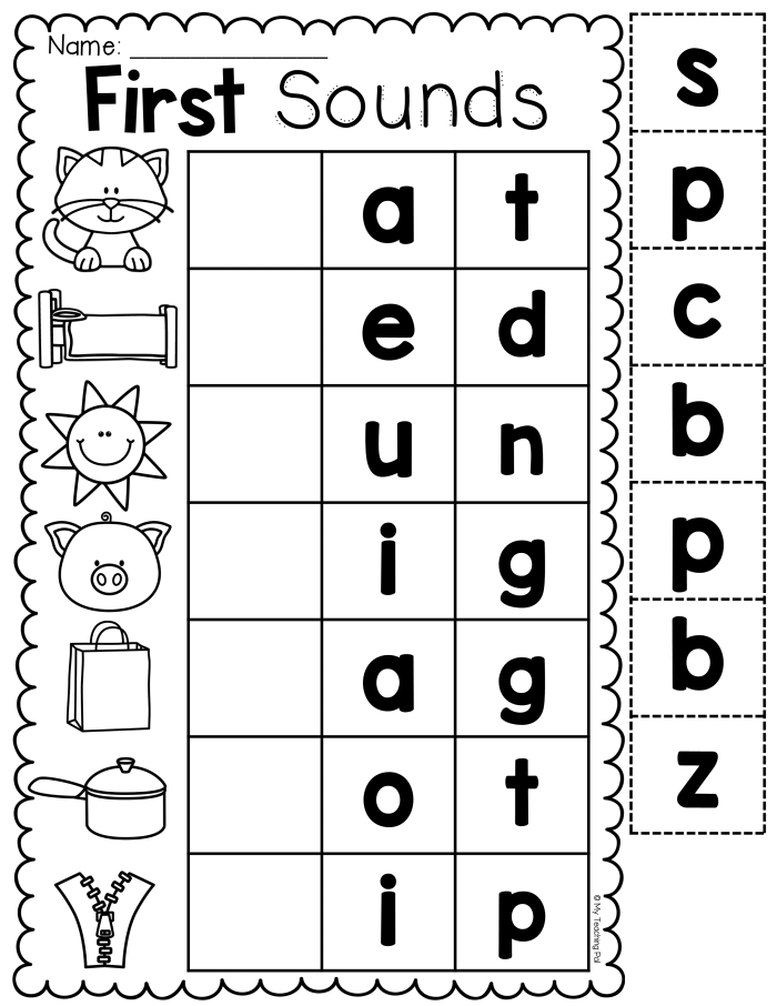 Engaging F to J beginning sounds worksheet for early learners Beginning sounds phonics worksheet for letters F to J designed for kindergarten students