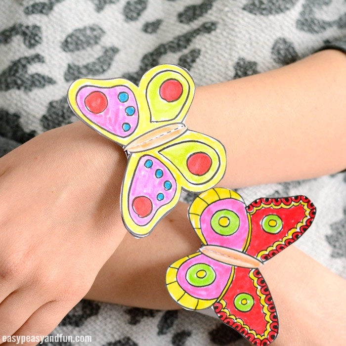 Engaging butterfly bracelet craft for young learners in kindergarten Craft worksheet for making butterfly bracelets for kindergarten phonics