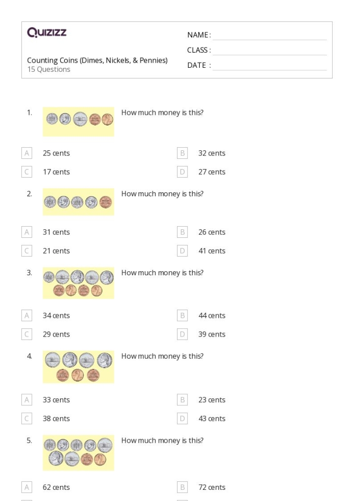 Coins Pick the Pennies Worksheet 16 for Learning Penny Recognition A kindergarten math worksheet showing various coins with pennies highlighted for children to identify and pick out from a mixed group of coins