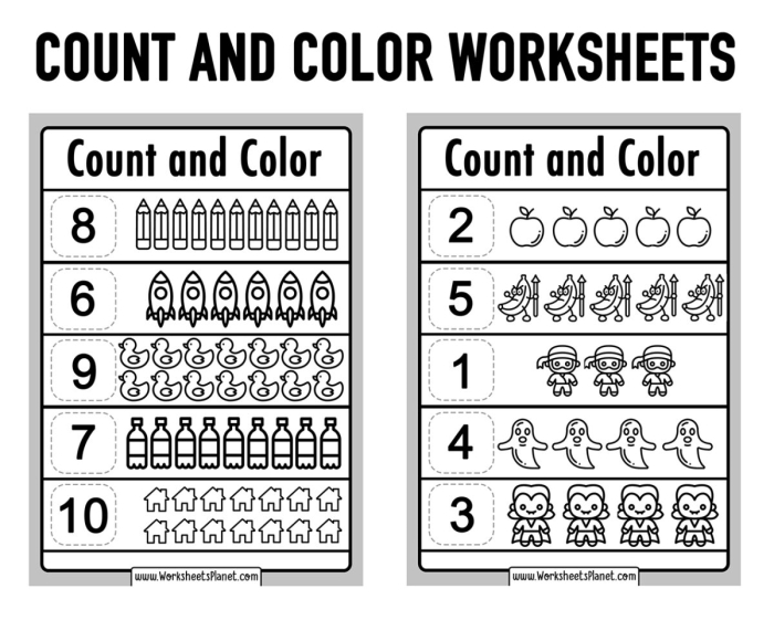 Basic Shapes: Color and Count Worksheet for Kindergarten Kids Worksheet featuring basic shapes for coloring and counting in a fun math challenge