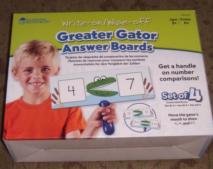 Kindergarten worksheet showing Greater Gator 2 with numbers and comparison symbols