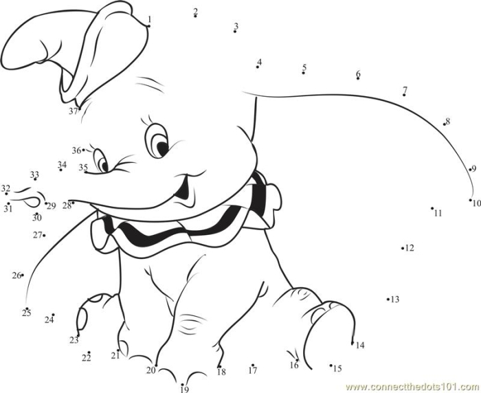 Kindergarten Life Science Connect the Dots Activity Featuring an Elephant Image 18 Connect the Dots Elephant worksheet for kindergarten students learning about the world's largest land animal by connecting numbered dots from 1 to 50