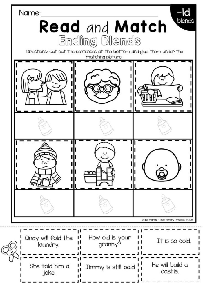 Ending Blends Review worksheet for young learners in multiplication category, image 18 Kindergarten worksheet focused on practicing ending consonant blends like mp, nk, and ft