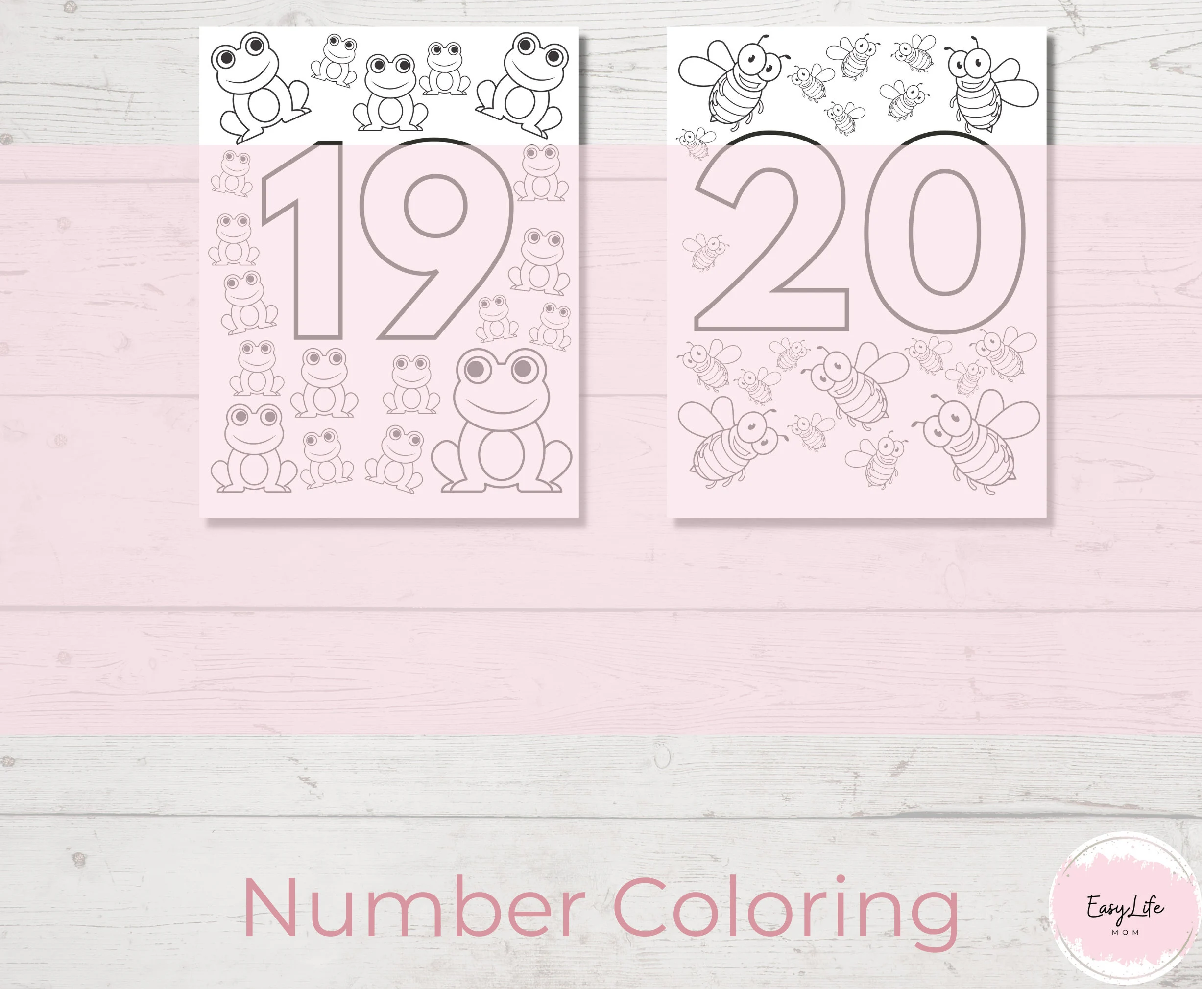 Kindergarten worksheet with teacups to color and count the number 20