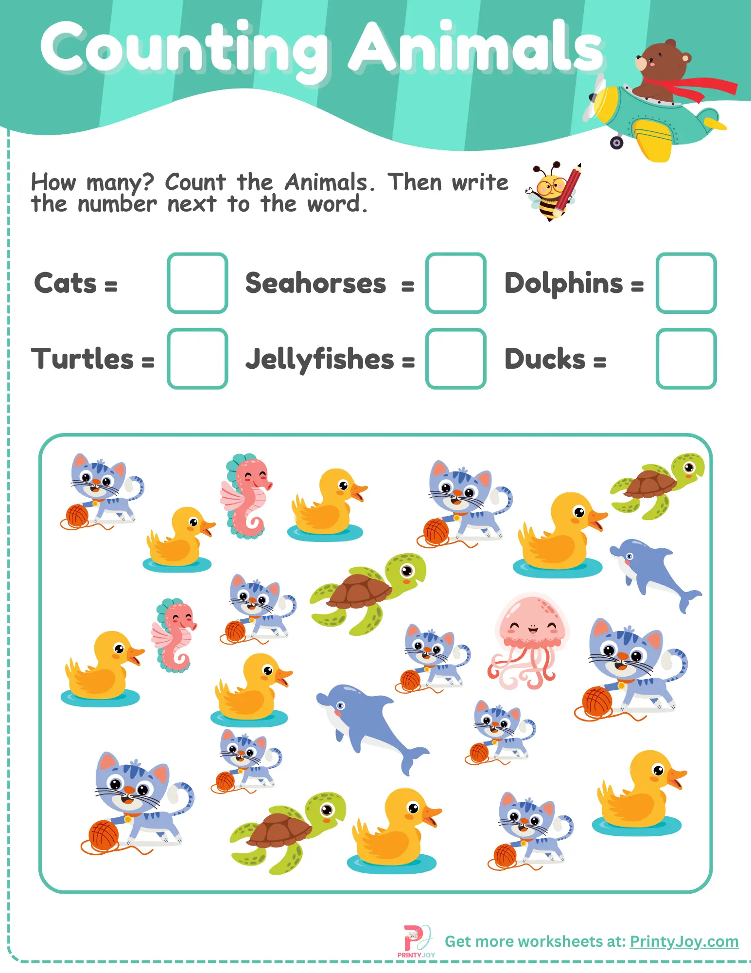 Double digit number recognition activity with fun bug illustrations for young learners Kindergarten phonics worksheet featuring colorful creepy crawly creatures for counting practice
