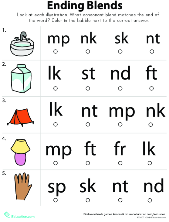 Multiplication-themed ending blends practice for young learners worksheet 14 Kindergarten worksheet focusing on ending consonant blends like mp, nk, and ft