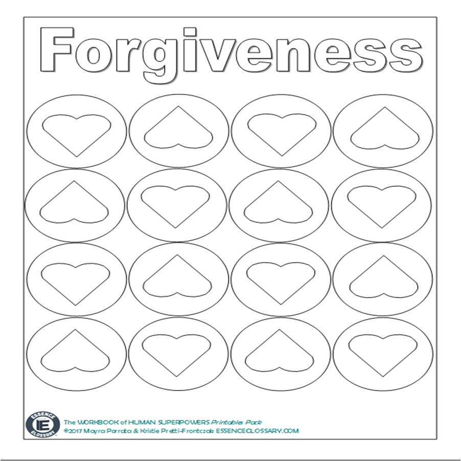Forgiveness Fingers activity encouraging kindness and empathy in young learners Kindergarten worksheet showing a hand with fingers labeled with supportive words for forgiveness