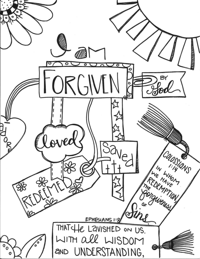 Forgiveness Fingers activity for social emotional learning and place value skills Kindergarten worksheet showing a hand with fingers labeled with supportive words for forgiveness