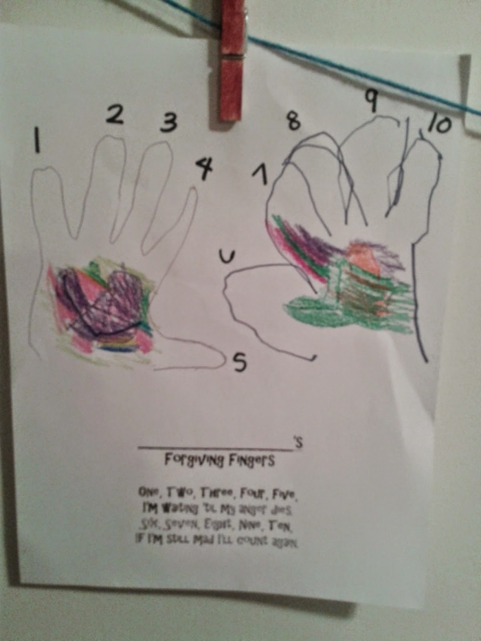 Foregiveness Fingers activity encouraging kids to express supportive words for social emotional learning Kindergarten worksheet showing a hand with words like love and apologize on each finger to teach forgiveness