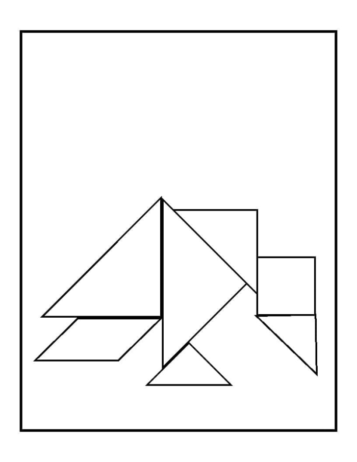 Kindergarten tangram template worksheet for coloring and learning fractions