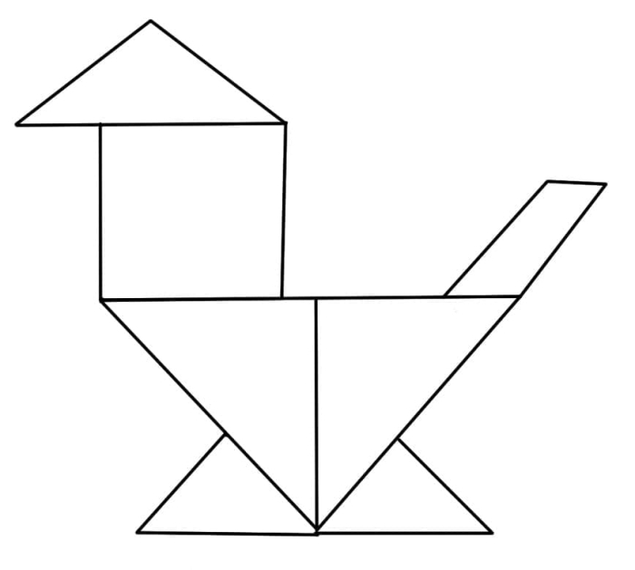 Color a Tangram Template worksheet for kindergarten fractions with colorful geometric shapes