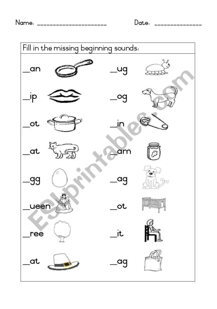 Initial Sounds Matching Activity for Letter B Beginning Sounds Practice Kindergarten phonics worksheet showing pictures matched to initial letter B with bow illustration