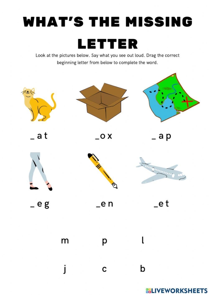 Initial sounds matching activity showing letter B words for beginning sound practice Kindergarten student matching pictures to initial letter B with bow and ball illustrations on phonics worksheet