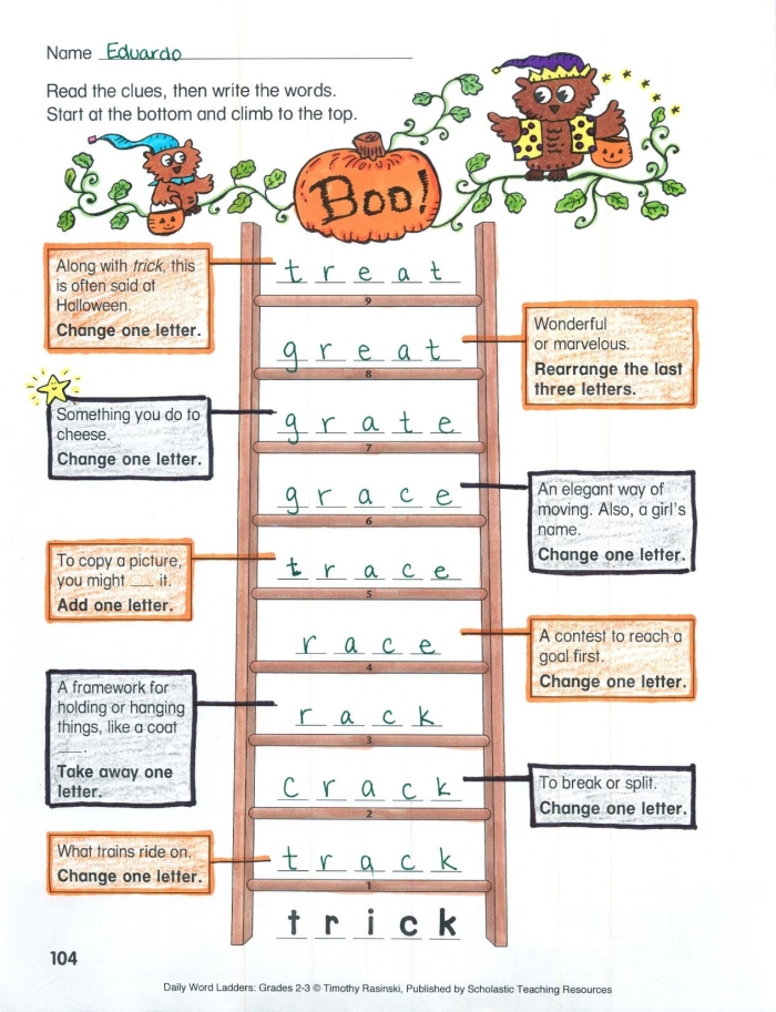 Fun Printable Word Ladder Challenge Worksheets for Kindergarten