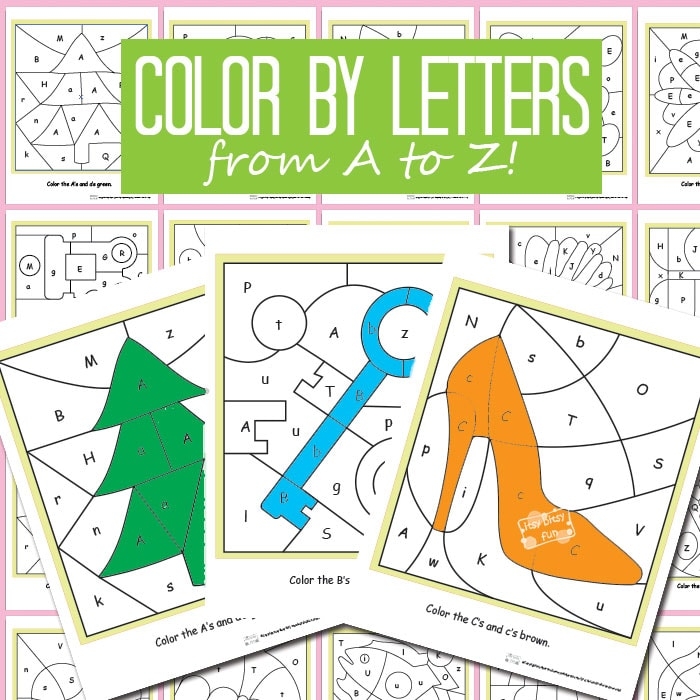 Color by Letters worksheet for practicing ABCs with fun activities for young learners Kindergarten children coloring a letter recognition worksheet with mixed operations