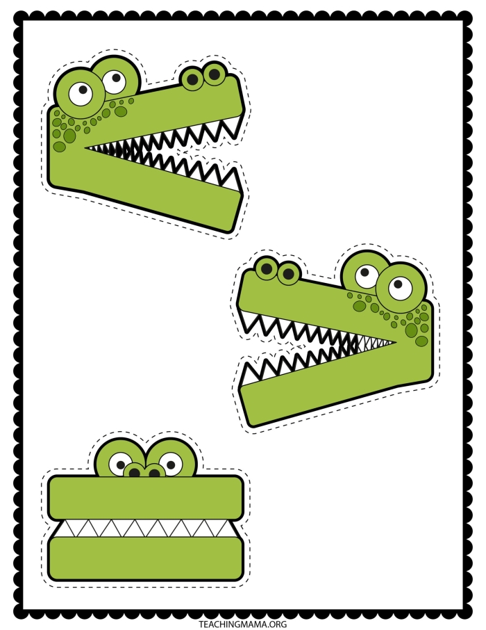 Kindergarten worksheet showing Greater Gator 2 with symbols for bigger and smaller numbers