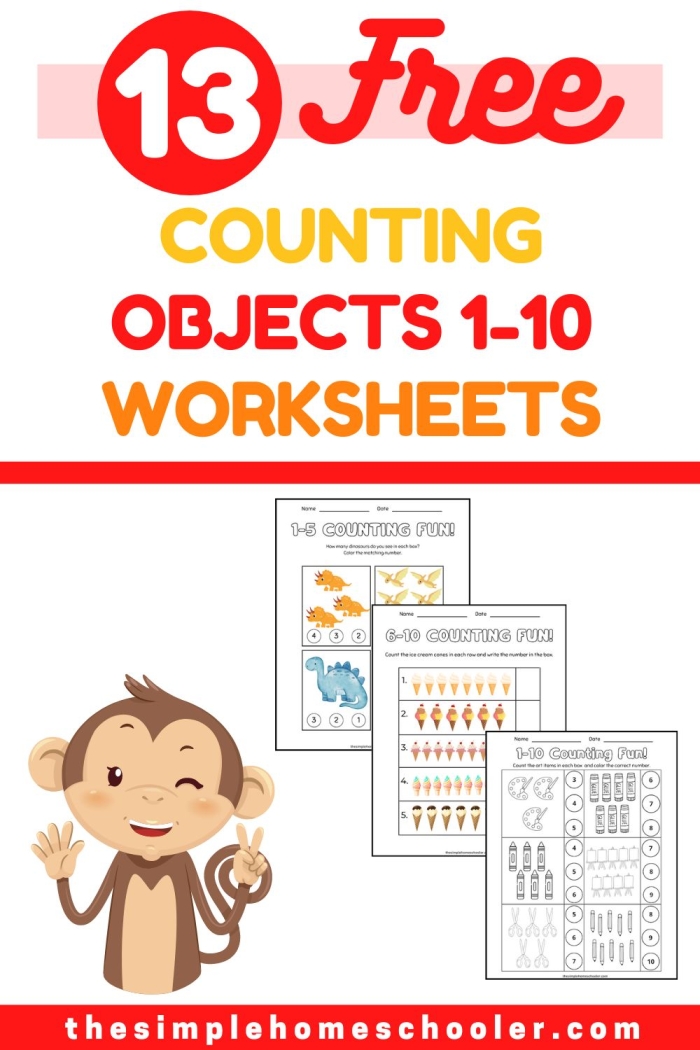 Counting and ordering numbers 1 through 10 for early learners in a community and culture setting Kindergarten worksheet featuring counting manipulatives from 1 to 10 with pictures to match numbers