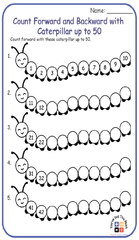 Counting forward to find missing numbers math activity for young learners Kindergarten worksheet with missing two-digit numbers for counting forward practice