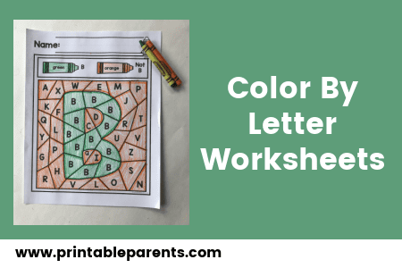 Color by letters activity sheet to help kids review their ABCs, image 2 Kindergarten color by letters worksheet for mixed operations practice