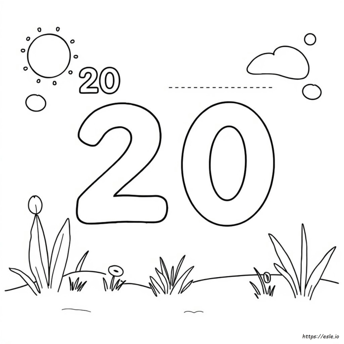 Kindergarten worksheet with 20 teacups to color and count for number recognition