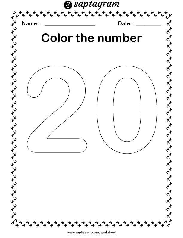 Kindergarten worksheet featuring 20 teacups to color and count for learning numbers