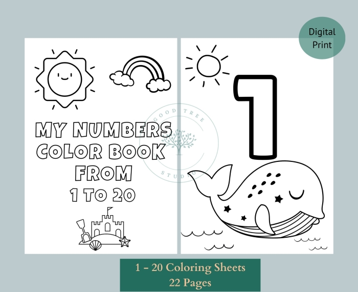 Kindergarten worksheet with 20 teacups to color and count for number recognition