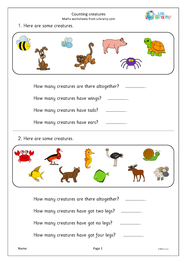 Colorful Creature Counting phonics activity for young learners, image 18 Kindergarten worksheet featuring creepy crawlies for counting and number recognition