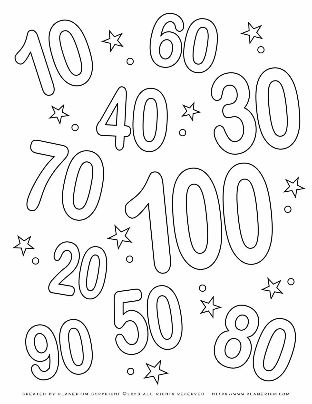 Kindergarten worksheet with 20 teacups to color and count for number recognition