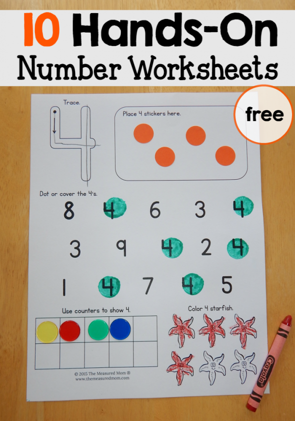 Counting manipulatives activity to help kids learn numbers 1 through 10 with visual aids, image 18 Kindergarten worksheet featuring counting manipulatives from 1 to 10 with pictures for number recognition