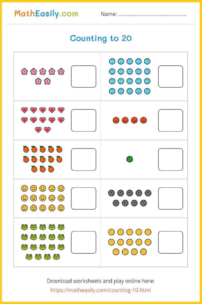 Counting manipulatives activity for young learners focused on numbers one through ten Kindergarten worksheet featuring counting manipulatives from 1 to 10 to help students practice number recognition and sequencing