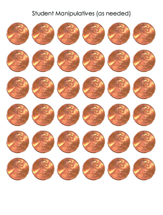 Coins Pick the Pennies worksheet 15 for learning coin recognition and money skills Kindergarten student identifying and picking out pennies from a group of mixed coins on a math worksheet