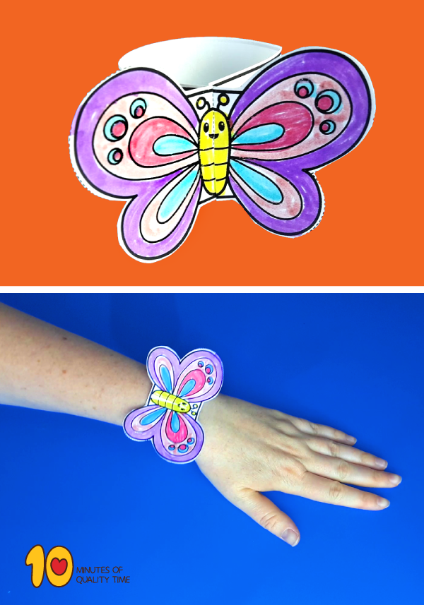 Create beautiful butterfly bracelets with this engaging worksheet for young learners Colorful butterfly bracelets made by kindergarten students for a phonics activity