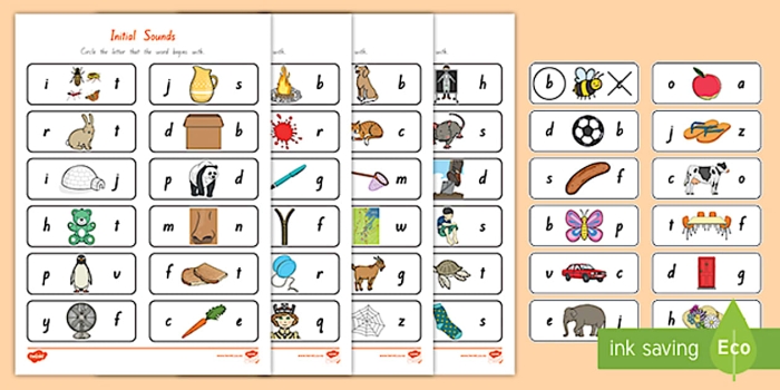 Initial Sounds Matching Activity B is for Bow Worksheet for Young Learners Kindergarten phonics worksheet showing pictures matched with initial letter B including bow and other objects starting with B