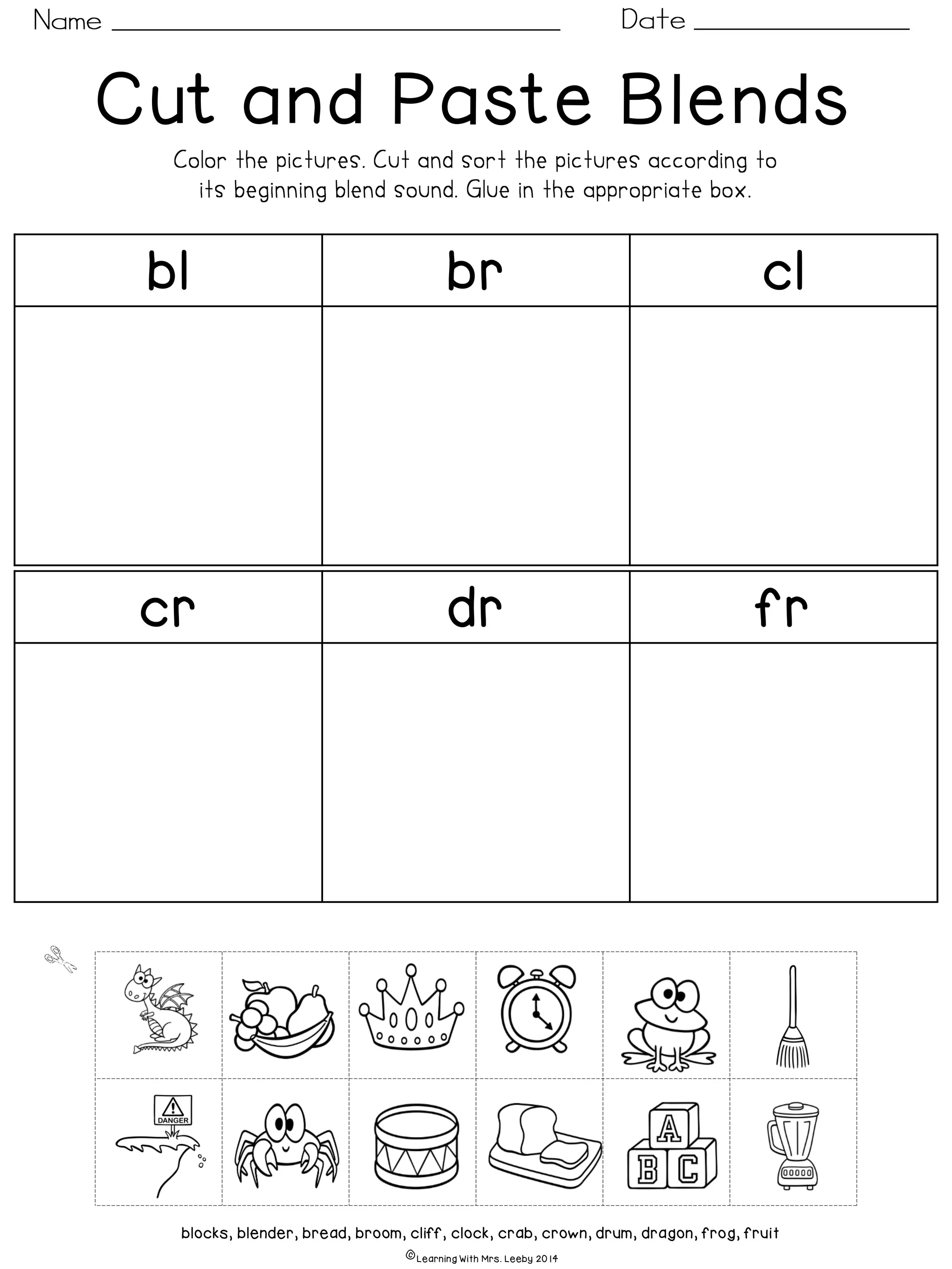 Blends and digraphs reading assessment for early learners worksheet 6 Kindergarten student practicing blends and digraphs on a worksheet