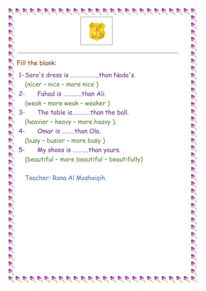 Kindergarten worksheet featuring The Four Friends poem and comprehension questions by A.A. Milne