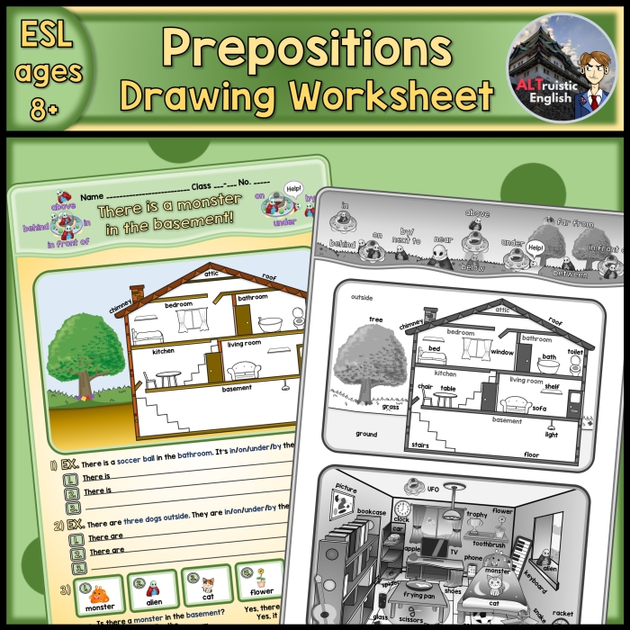 Engaging Drawing Prepositions worksheet for early reading and grammar skills development Kindergarten children practicing prepositions by drawing under, over, and up