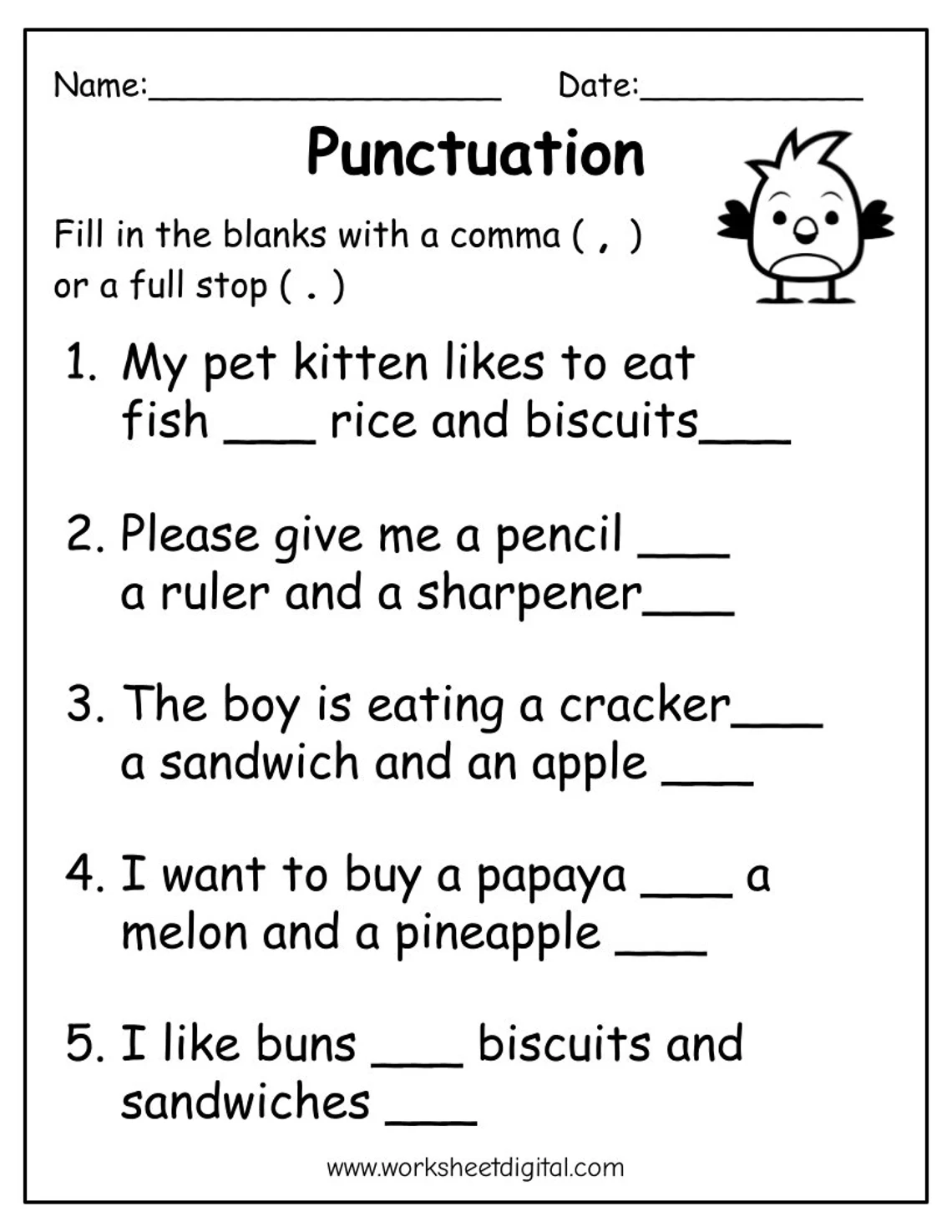 End punctuation practice worksheet for young learners in geography lesson 18 Kindergarten geography worksheet focusing on sentence punctuation skills for activity 18