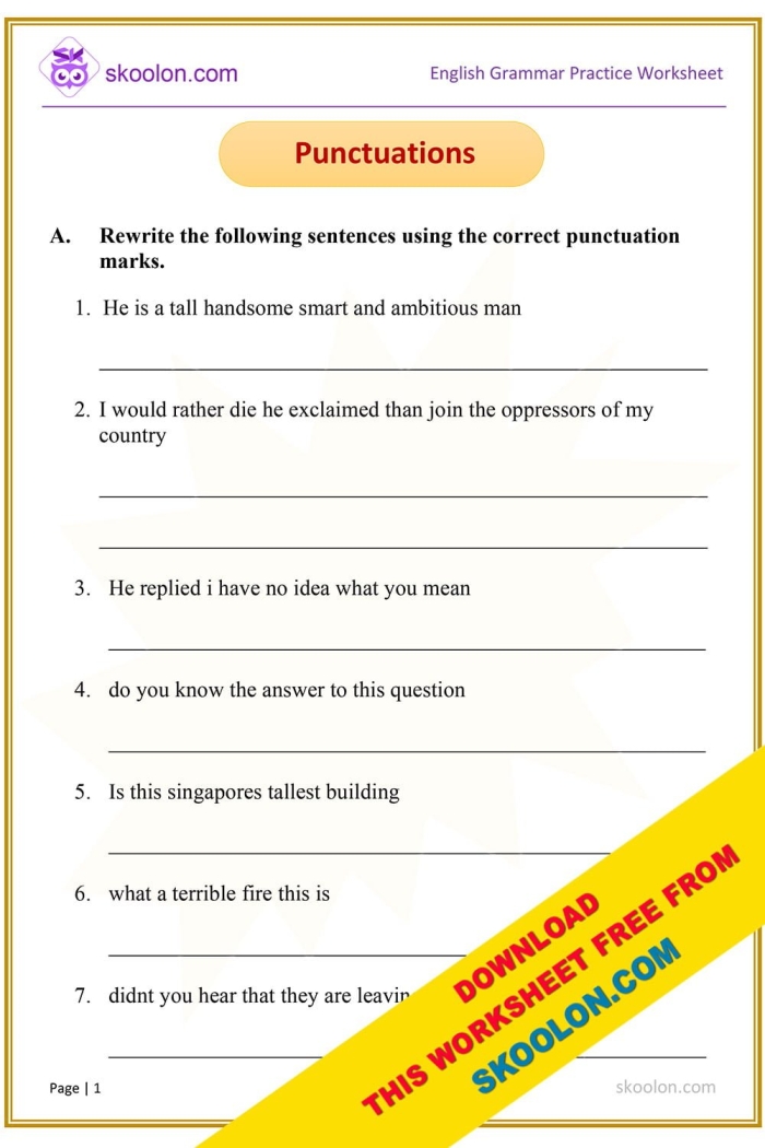 Sentence Features punctuation practice worksheet for young learners in geography class, image 10 Kindergarten geography worksheet focused on using correct end punctuation in sentences