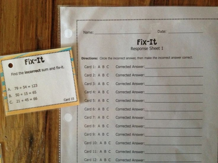 Kindergarten student working on Fix it Up reading worksheet number 22