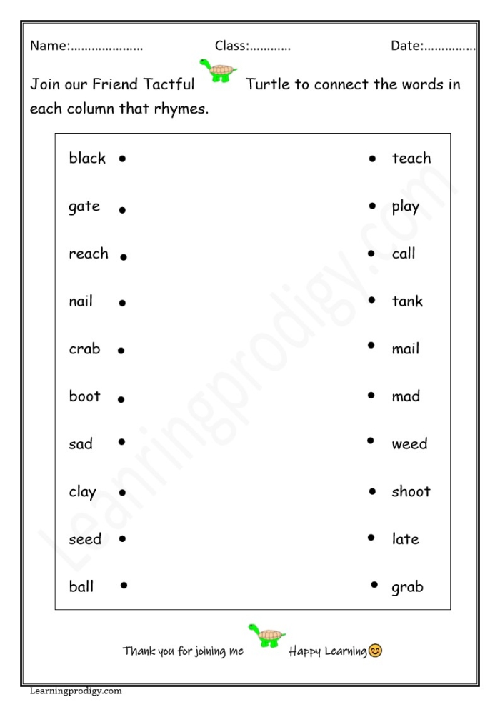 Worksheet featuring rhyming words clues for kindergarten counting activities